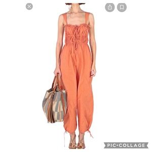 NWOT! Ulla Johnson Tatum Smocked Cotton Jumpsuit